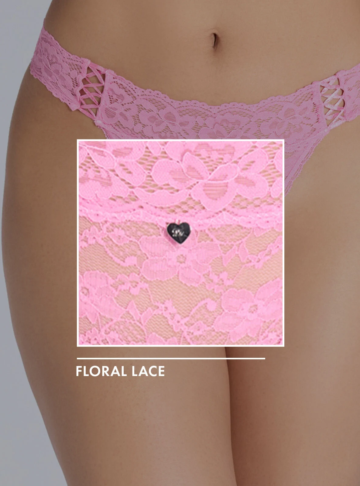 Ellie lace thong - Bubblegum Pink