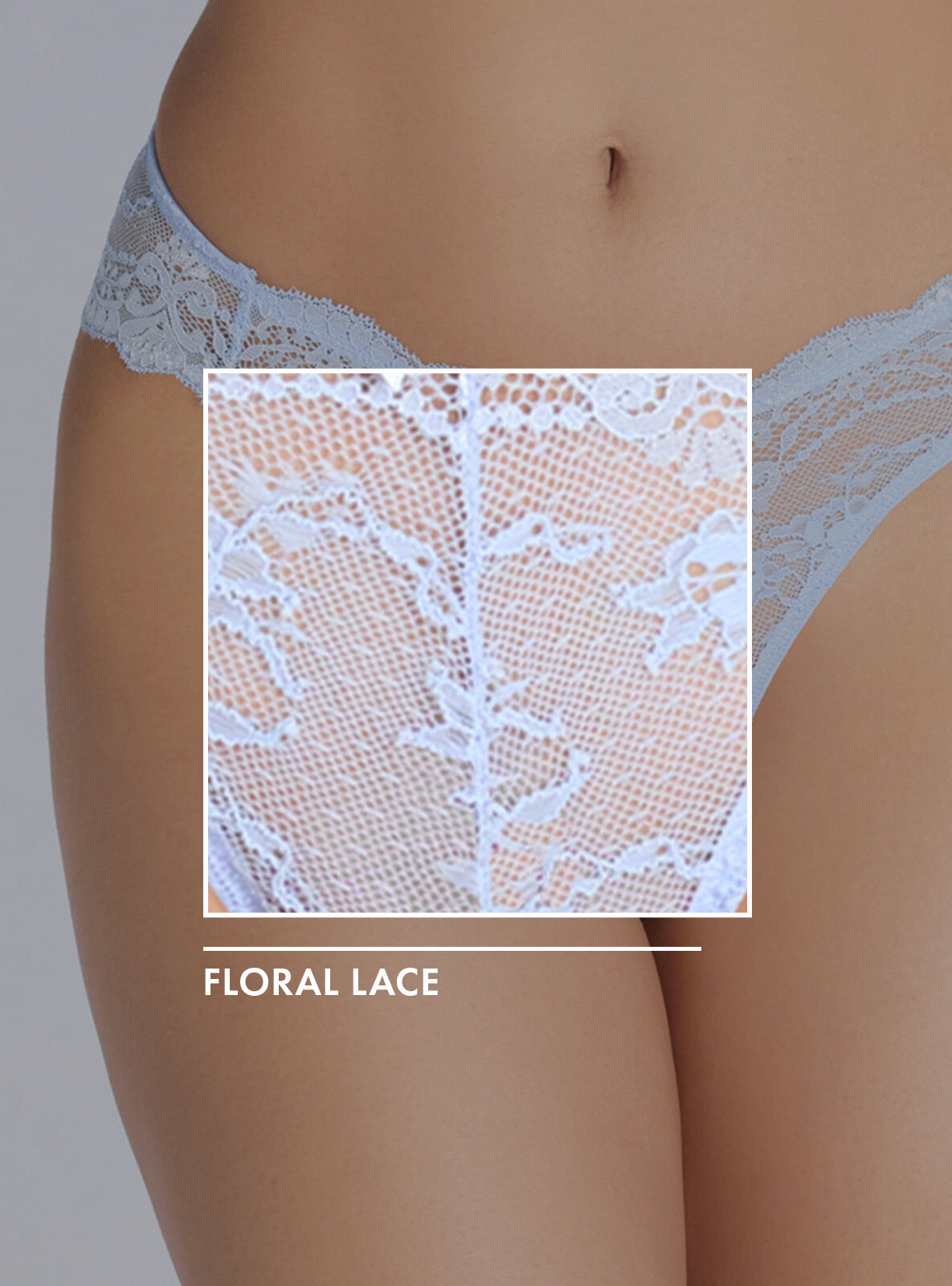 Angelica lace thong - Powder Blue