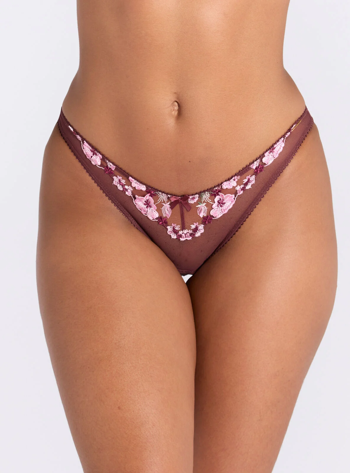 Evelyn embroidered briefs - Oxblood