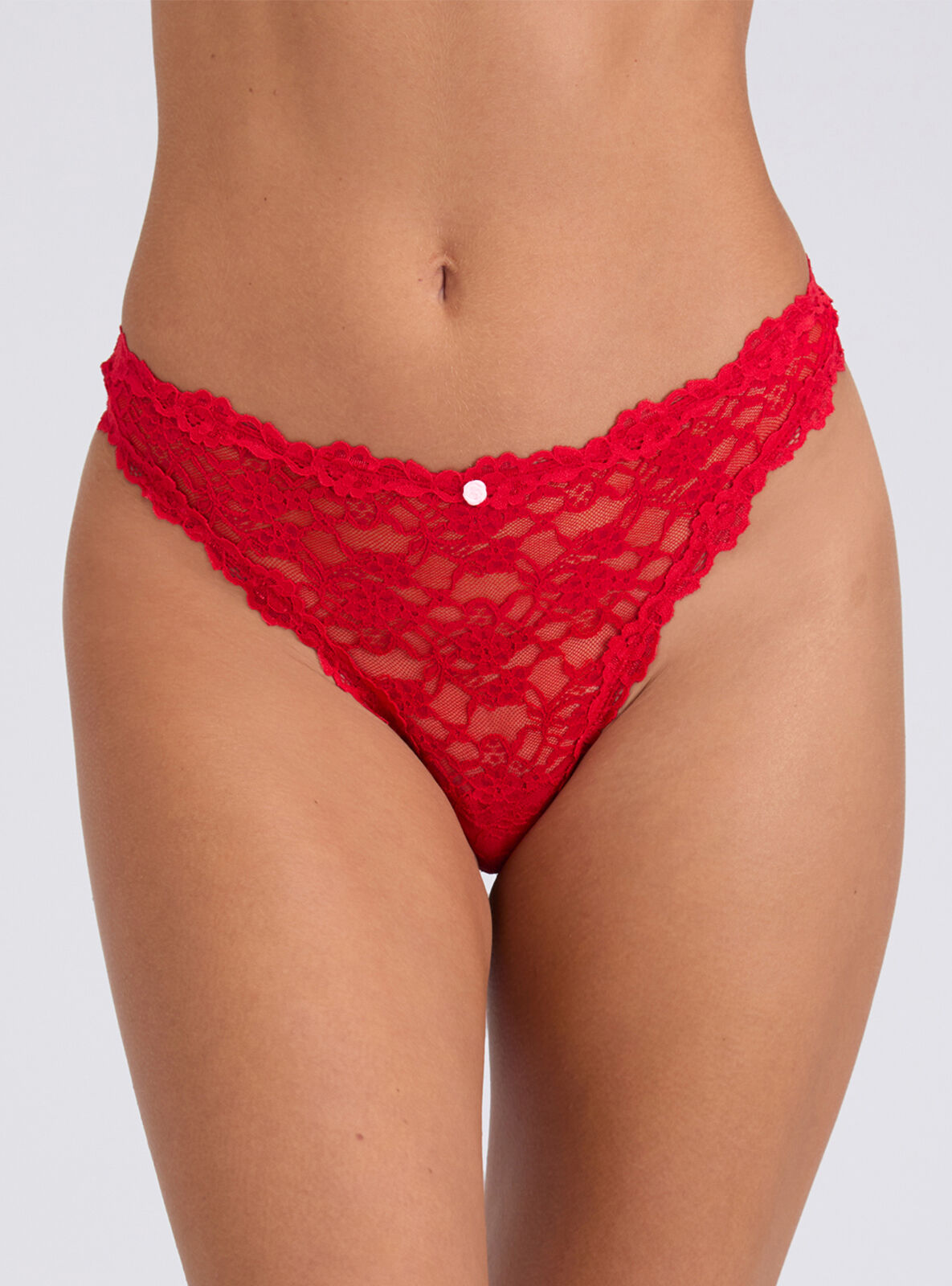 Brooke lace high leg thong - Red