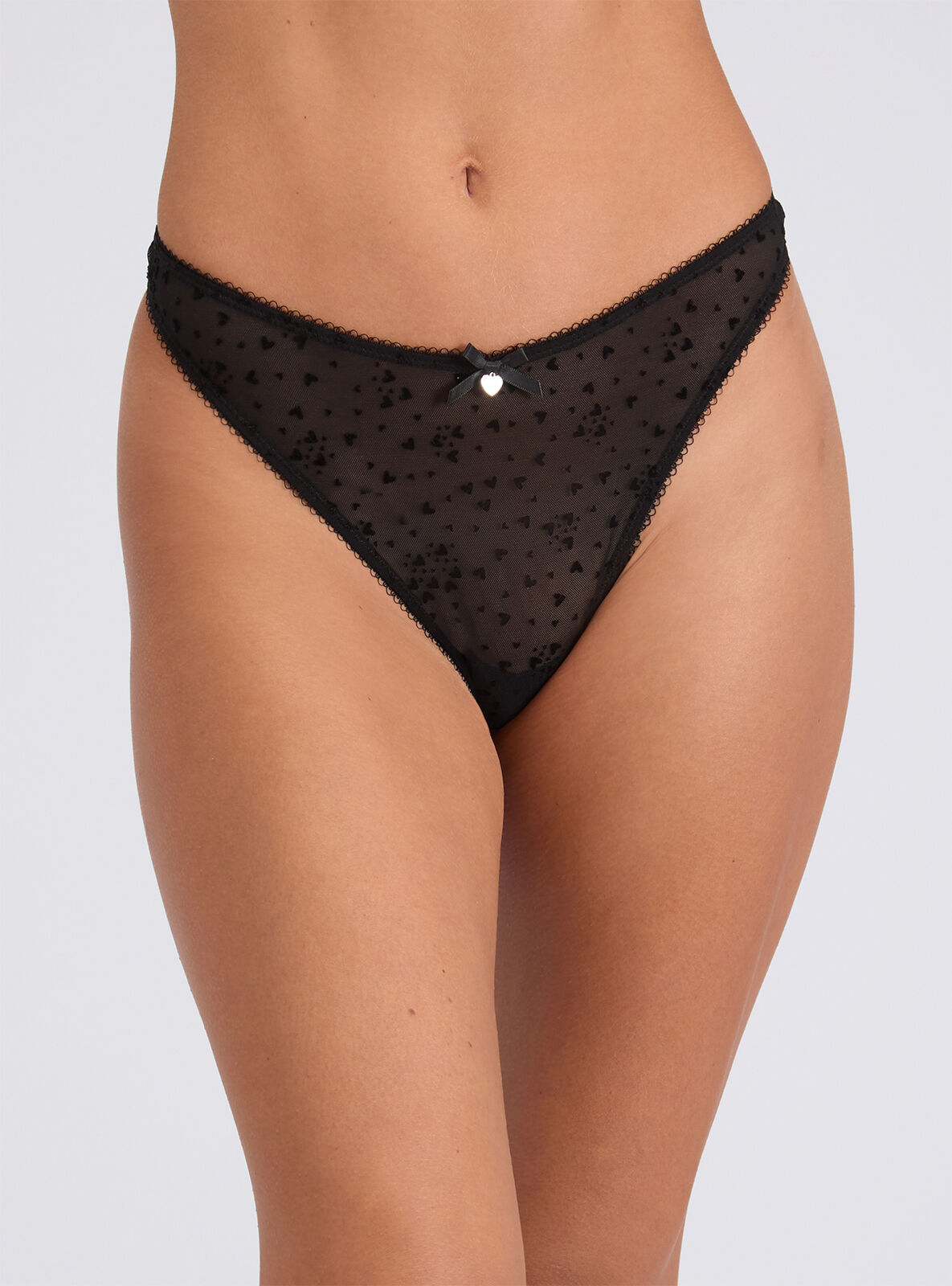 Elsa heart high leg thong - Black