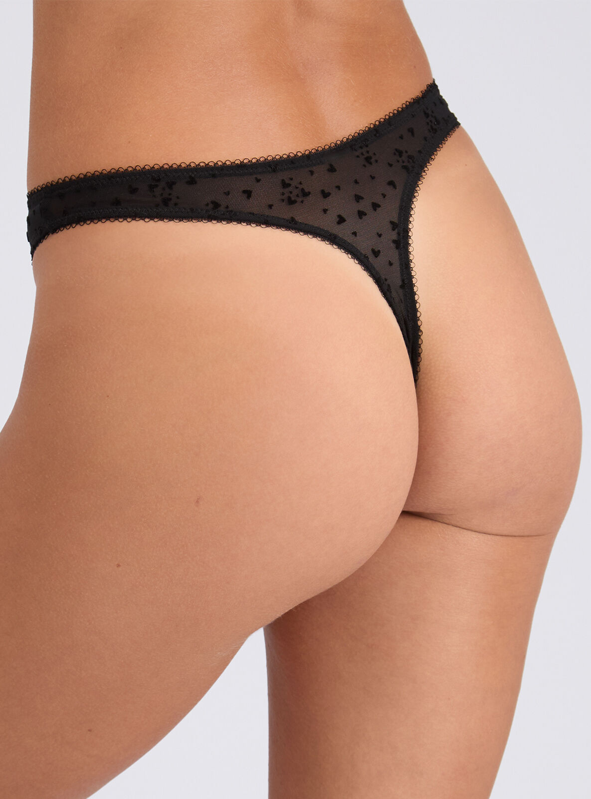 Elsa heart high leg thong - Black
