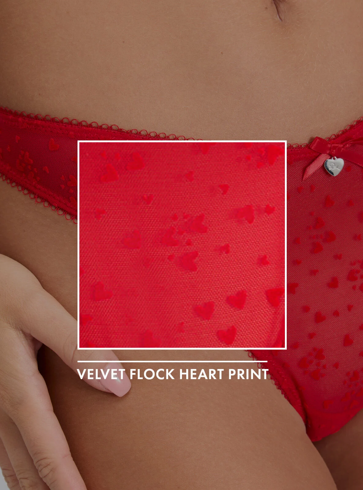 Elsa heart high leg thong - Red