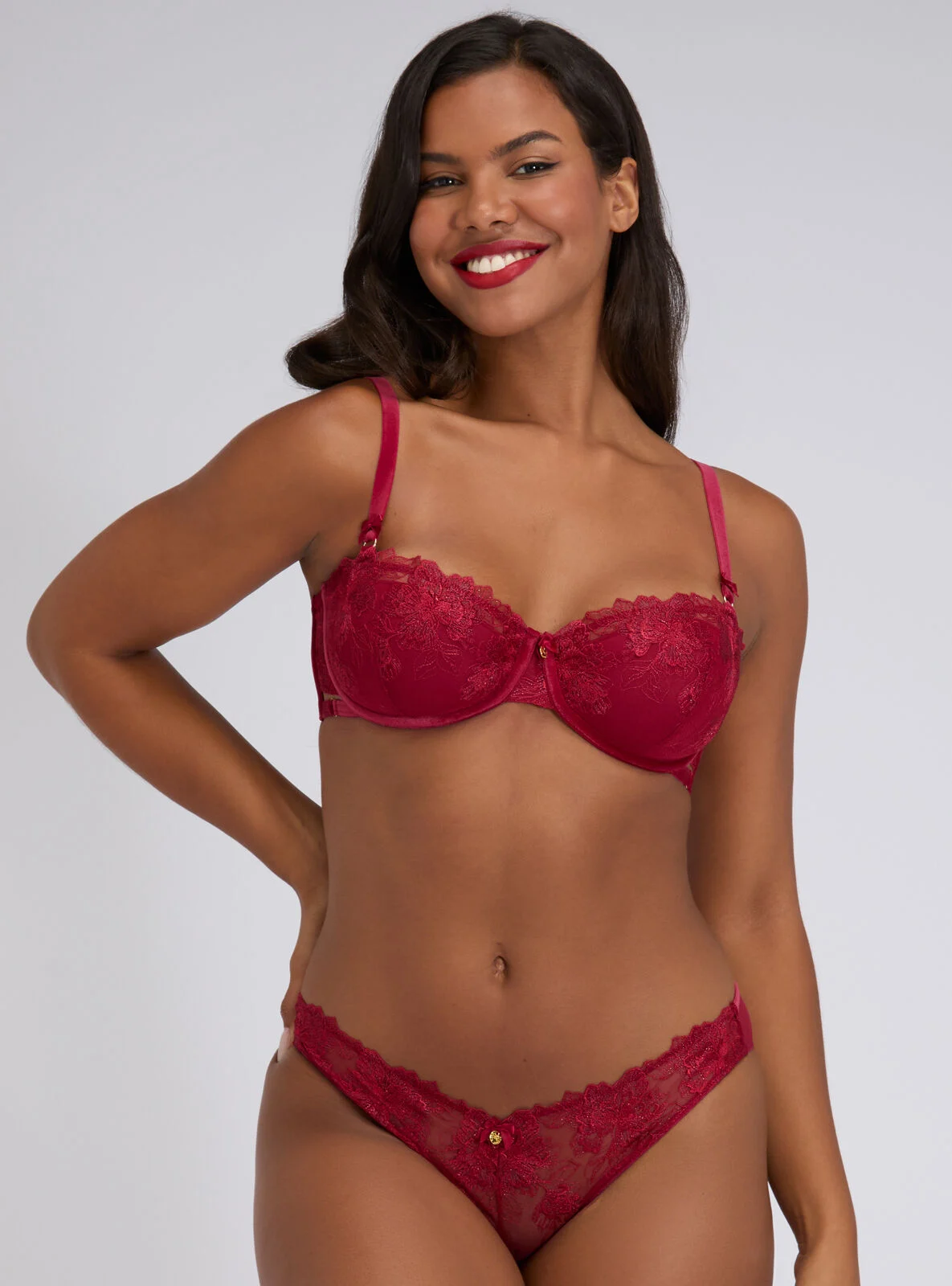 Demi embroidered briefs - Red