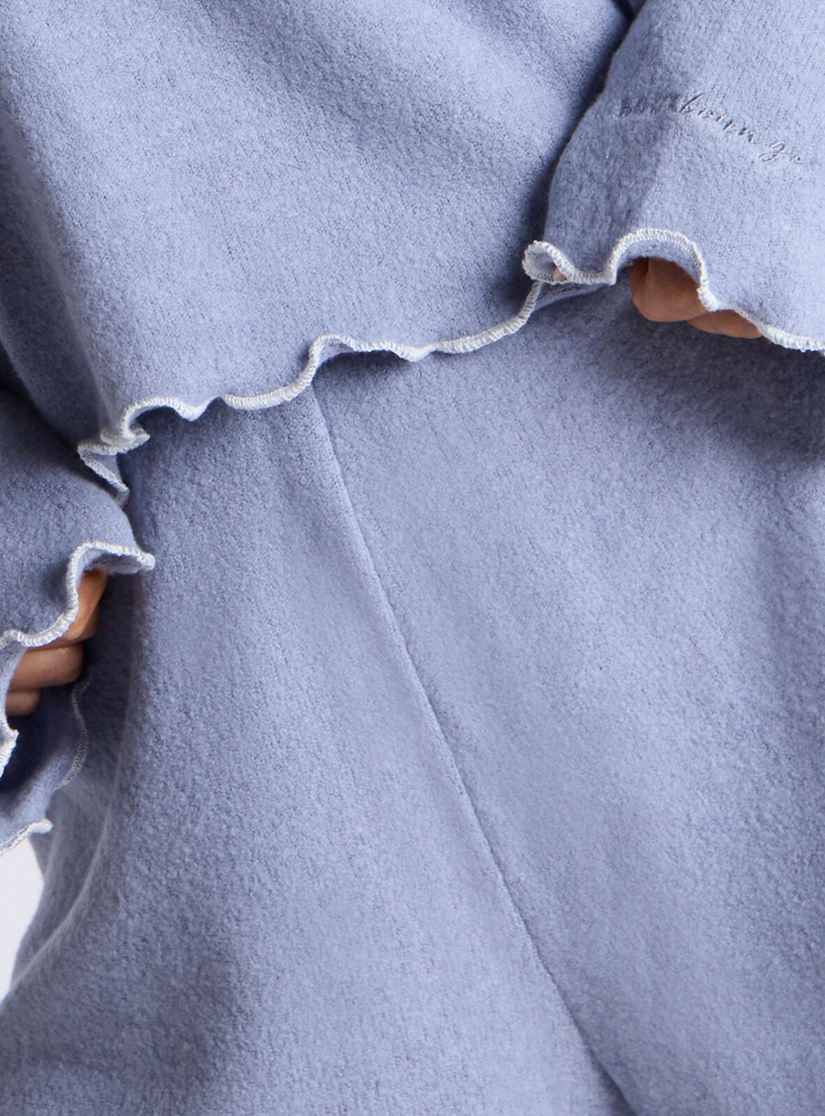 Lettuce edge fleece short lounge set - Denim Blue