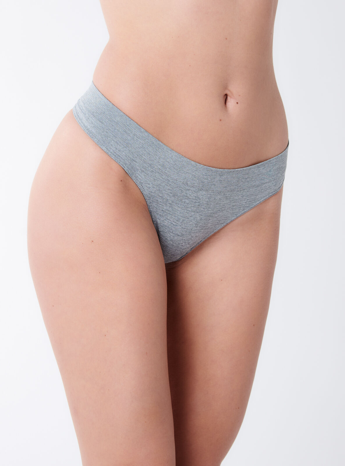 Seamfree high leg thong - Grey Marl Mix