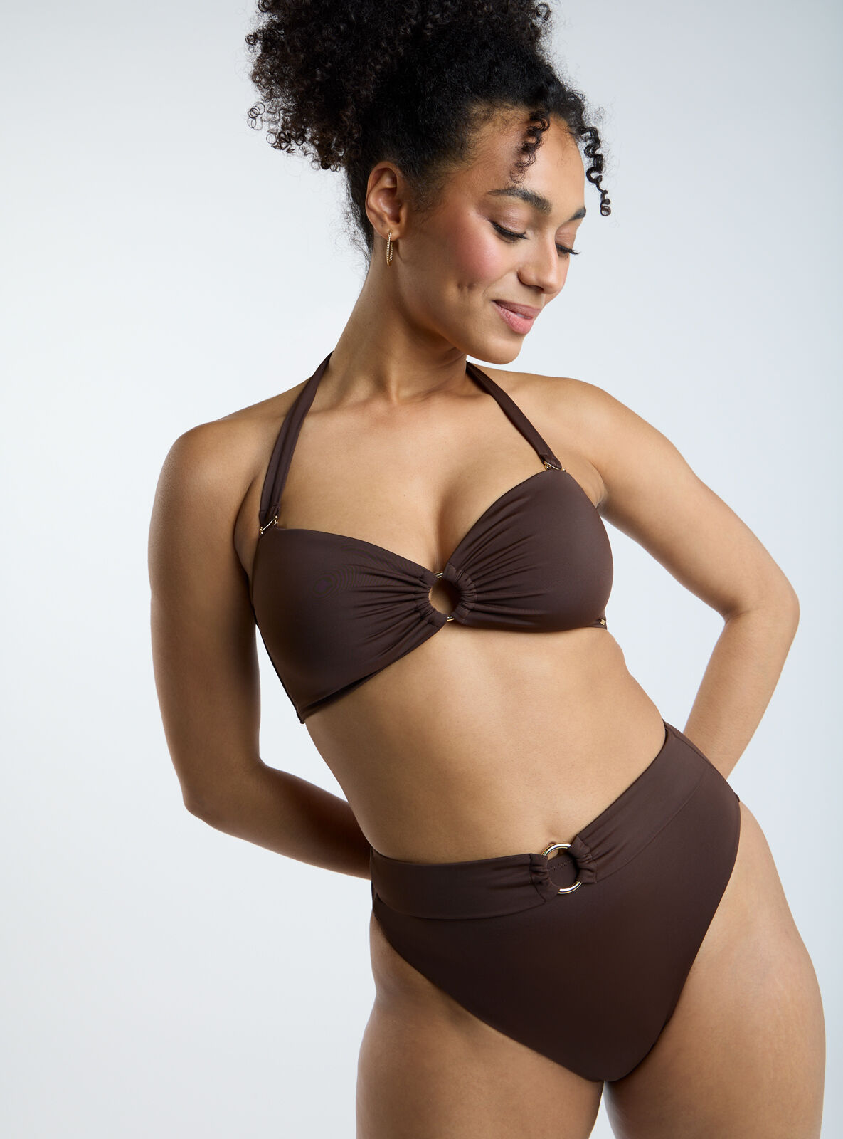 Rhodes high waist bikini briefs - Chocolate 3 Rhodes high waist bikini briefs - Chocolate