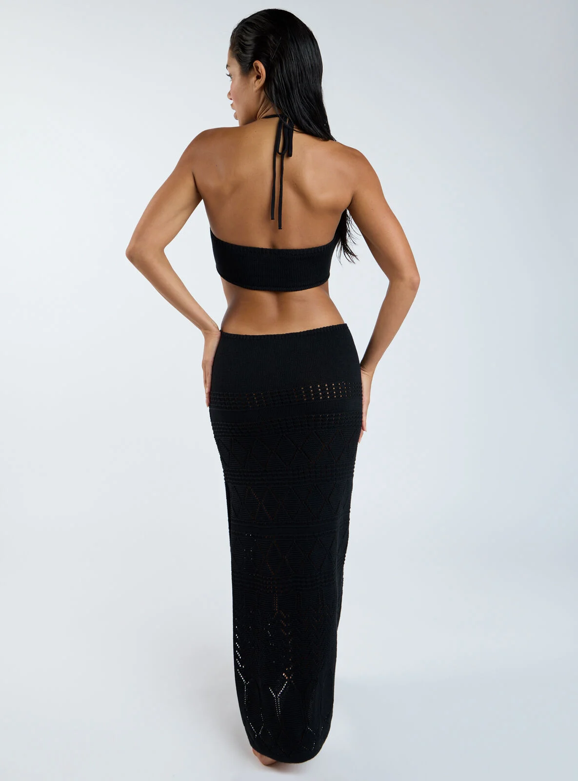 Knitted cut out maxi dress - Black