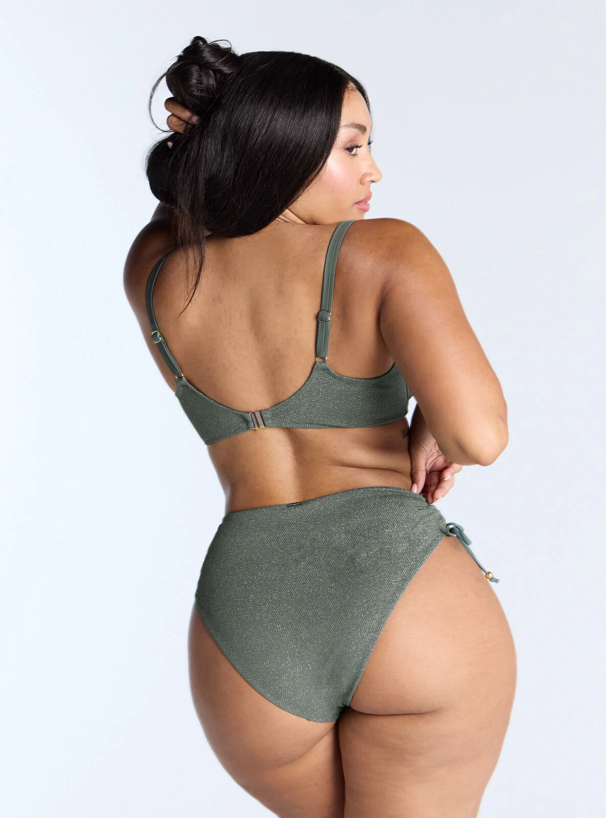 Ibiza sparkle high waisted bikini bottoms - Khaki