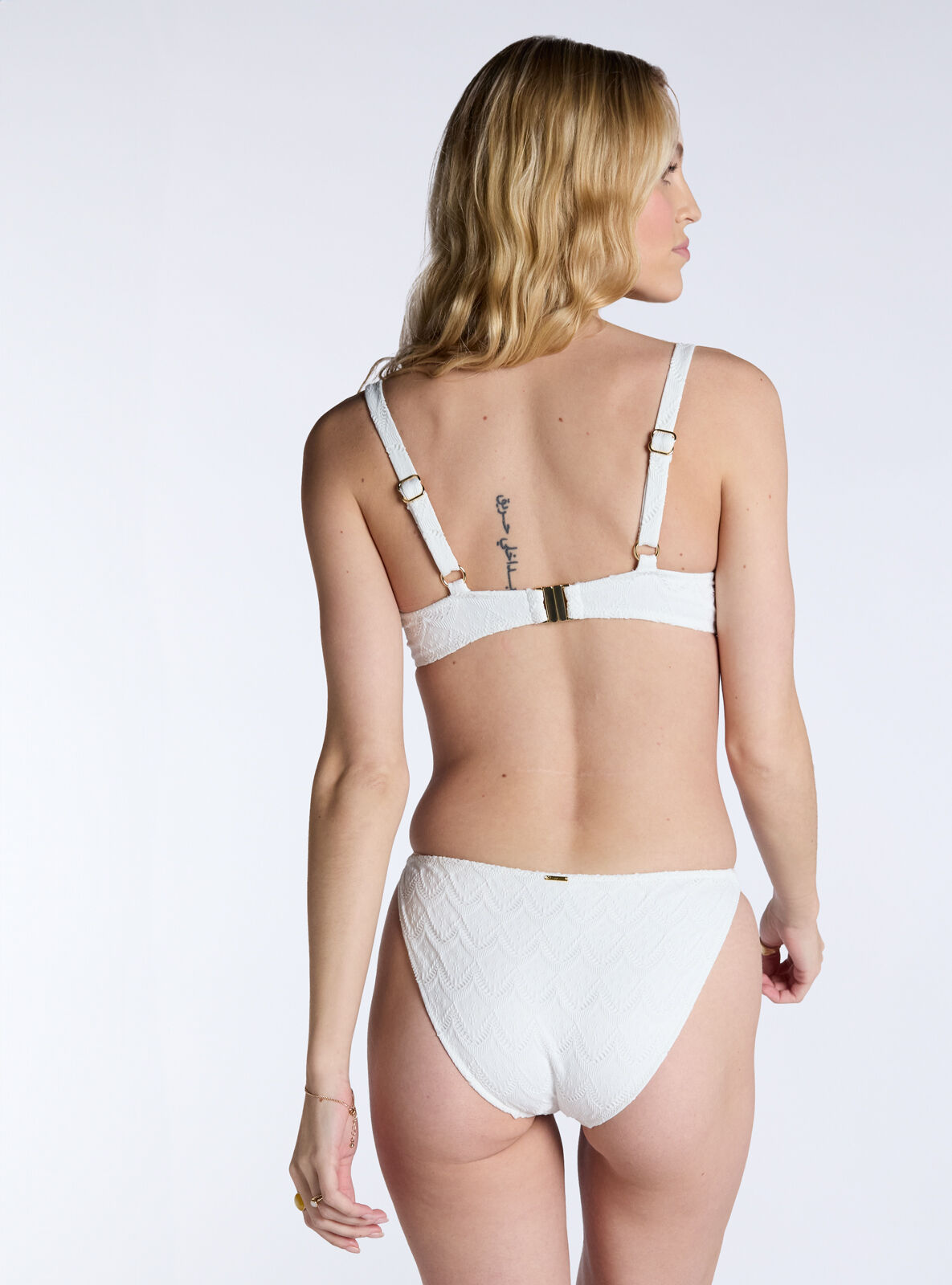 Adria textured brazilian bikini bottoms - White