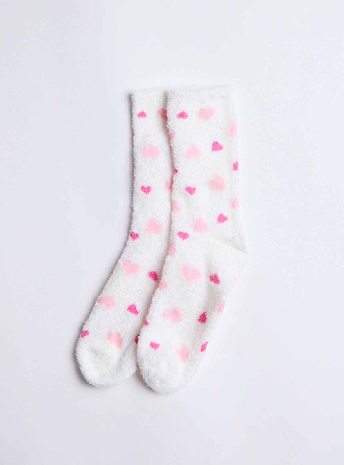 Heart fluffy socks - Ivory Mix