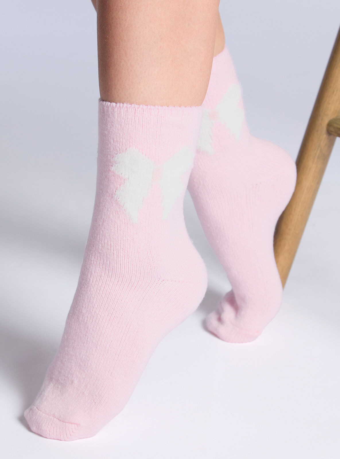 Bow fleece ankle socks - Pink Mix
