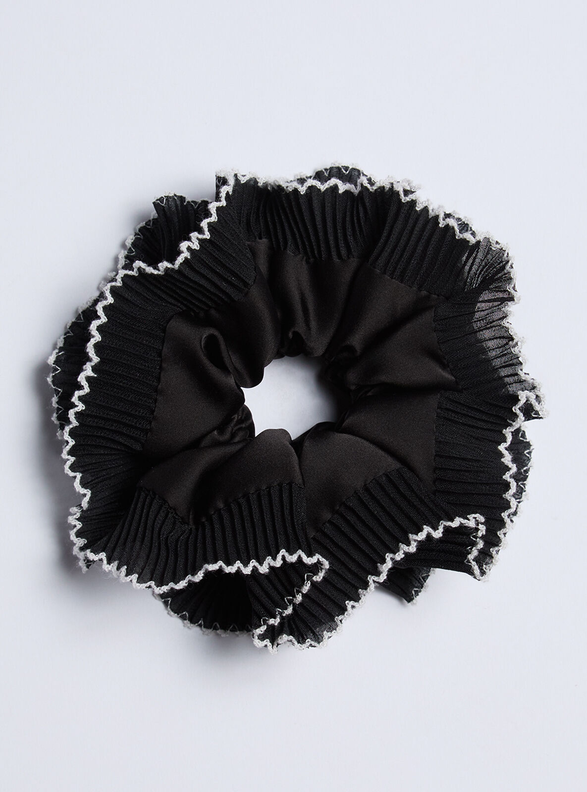 Satin oversized hair scrunchie - Black