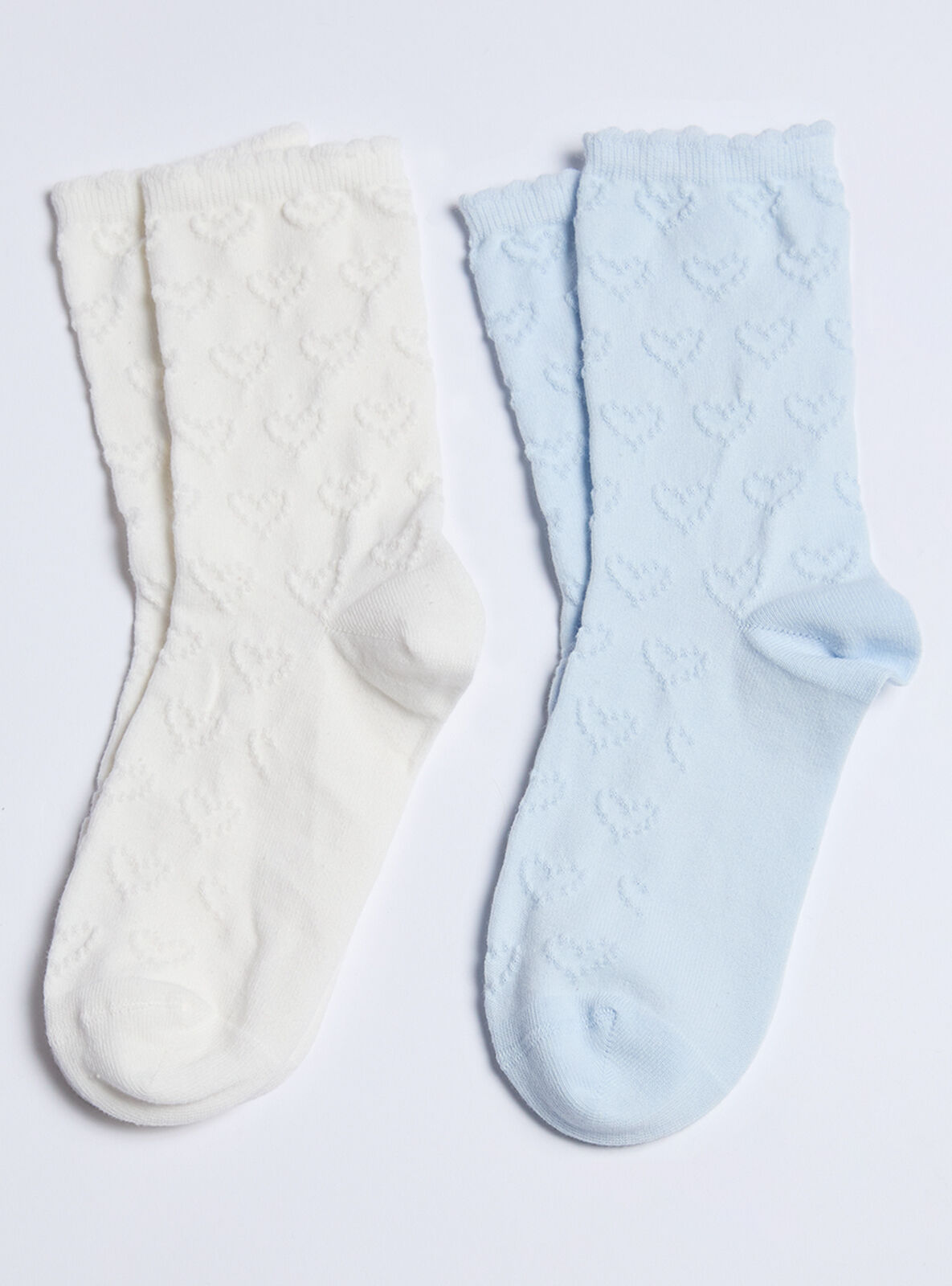 2 pack heart cotton pointelle ankle socks - Blue Mix