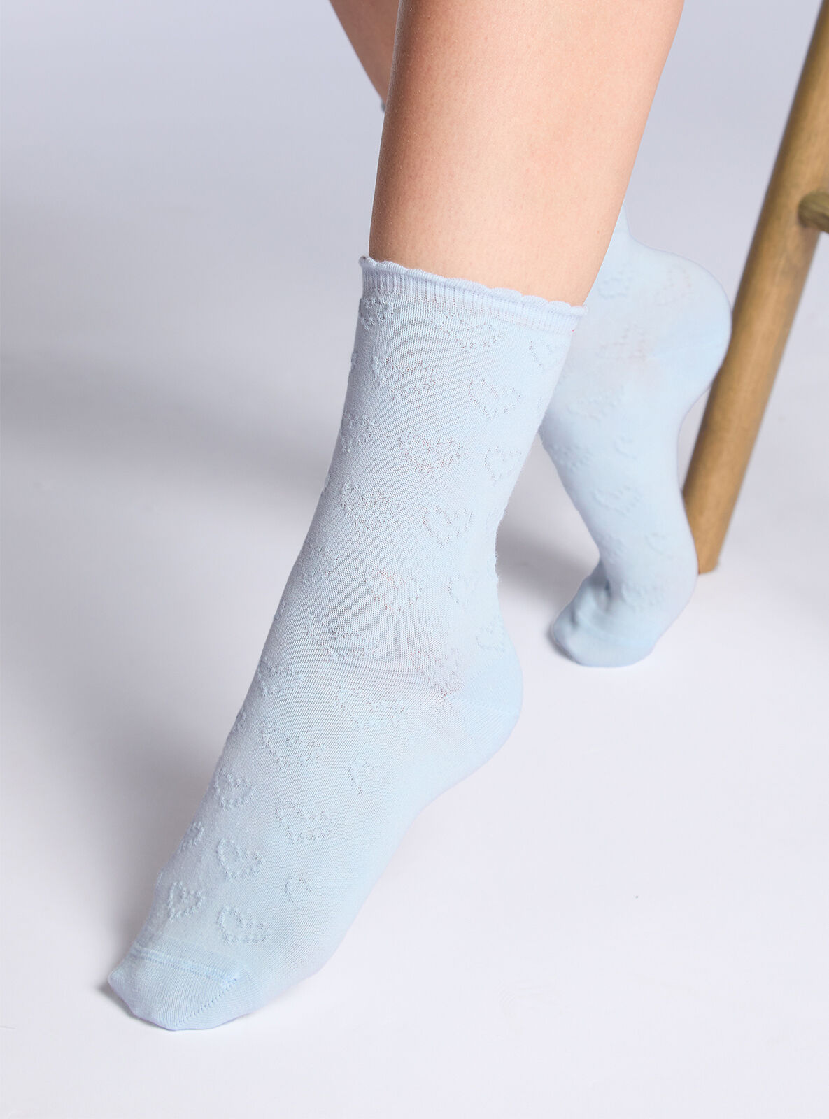 2 pack heart cotton pointelle ankle socks - Blue Mix