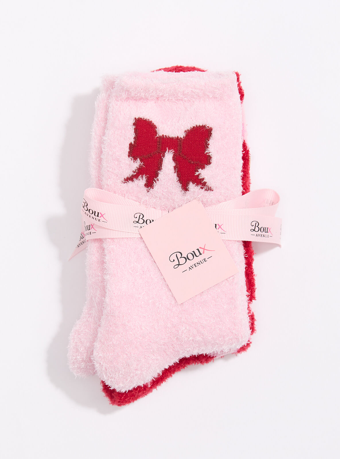 2 pack bow fluffy ankle socks - Red Mix 4 2 pack bow fluffy ankle socks - Red Mix
