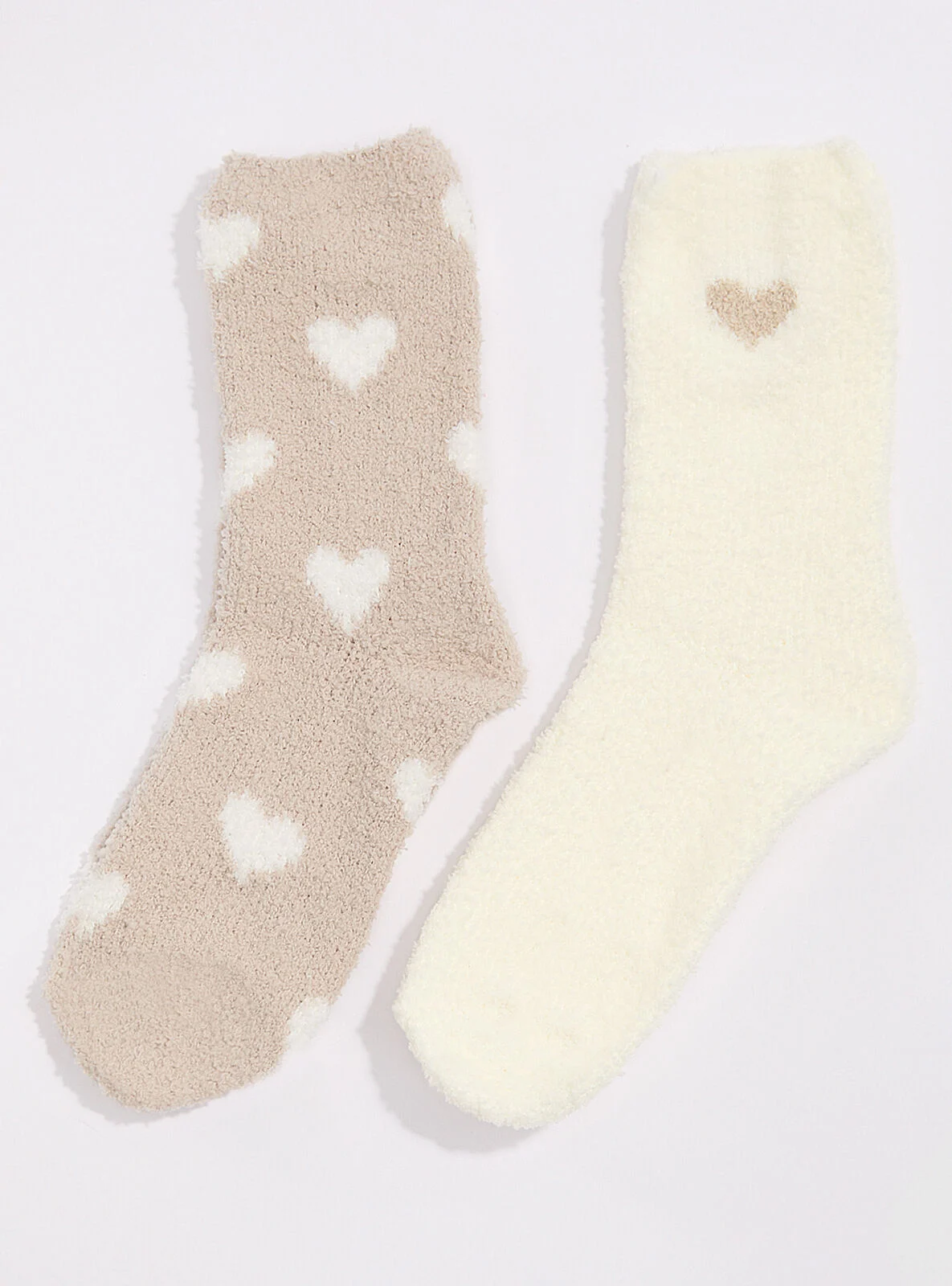 2 pack heart fluffy ankle socks - Neutral Mix