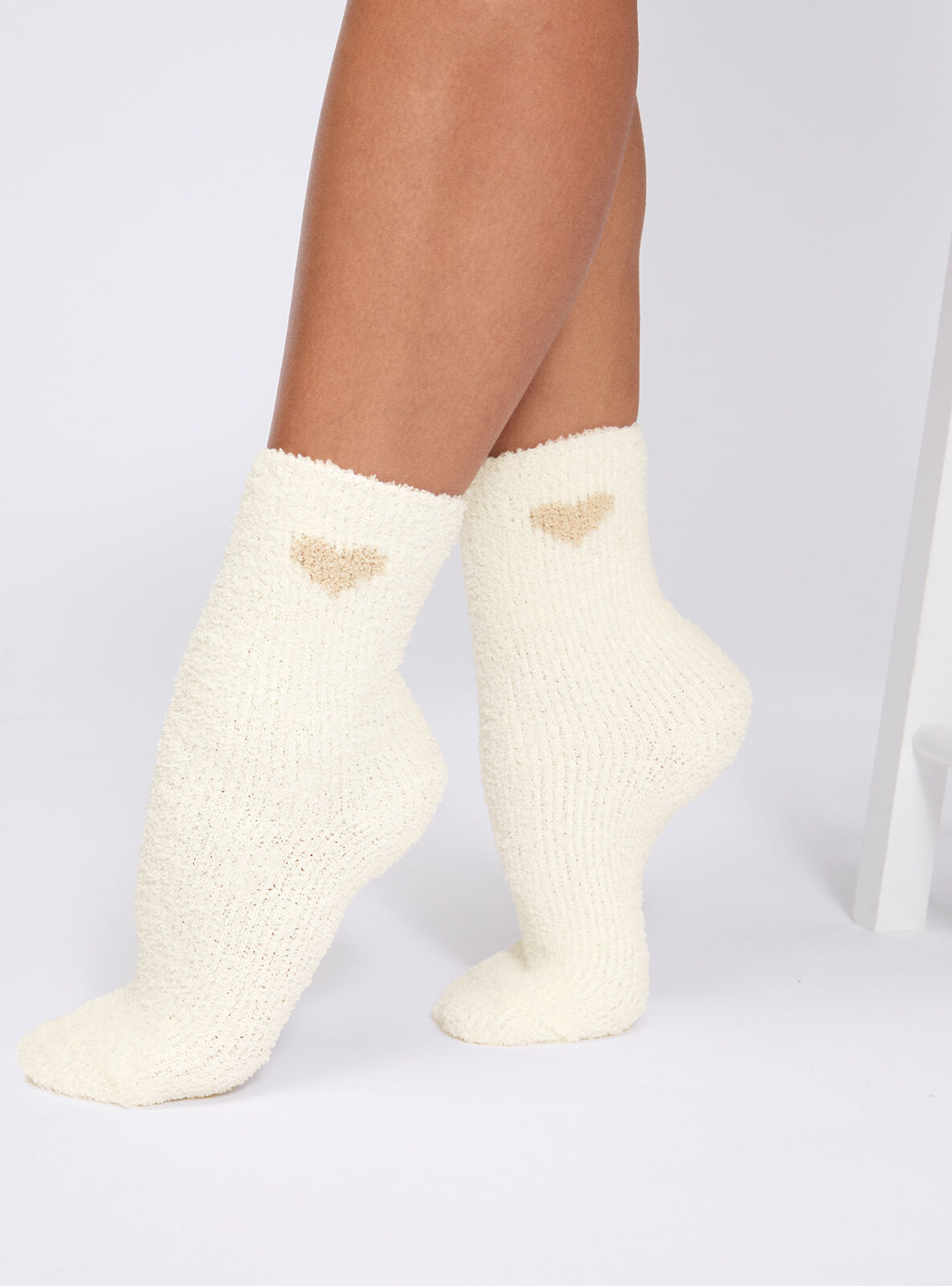 2 pack heart fluffy ankle socks - Neutral Mix