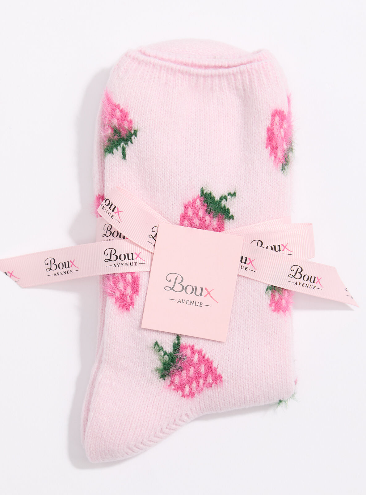 Strawberry fluffy ankle socks - Pink Mix