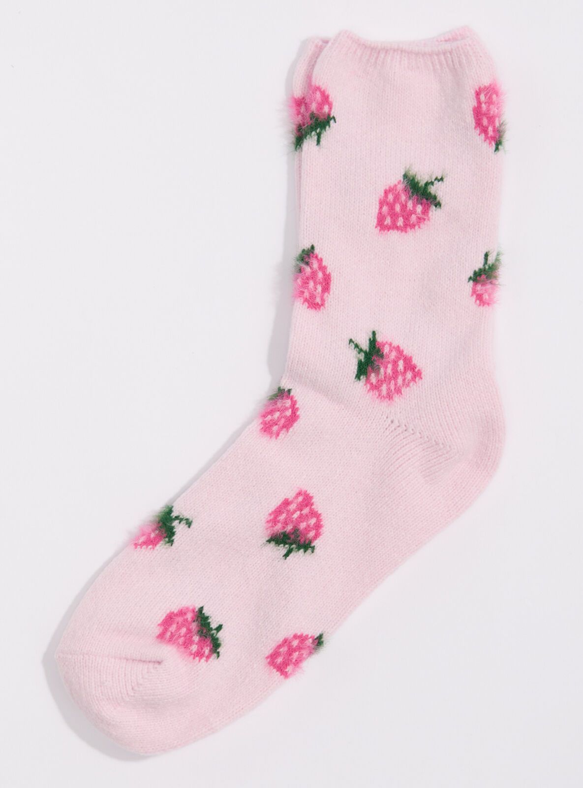 Strawberry fluffy ankle socks - Pink Mix