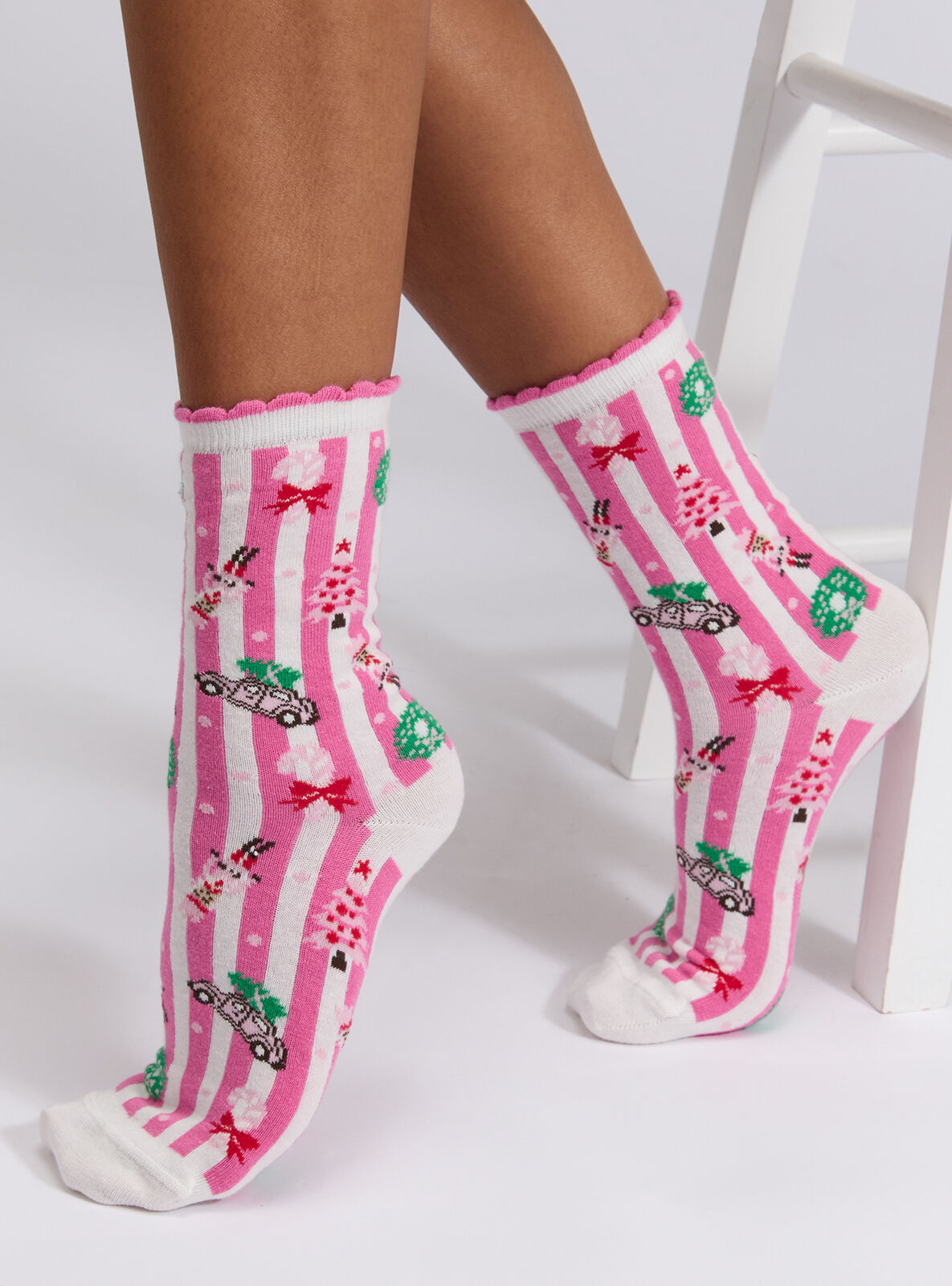 Christmas scene sock gift box - Pink Mix