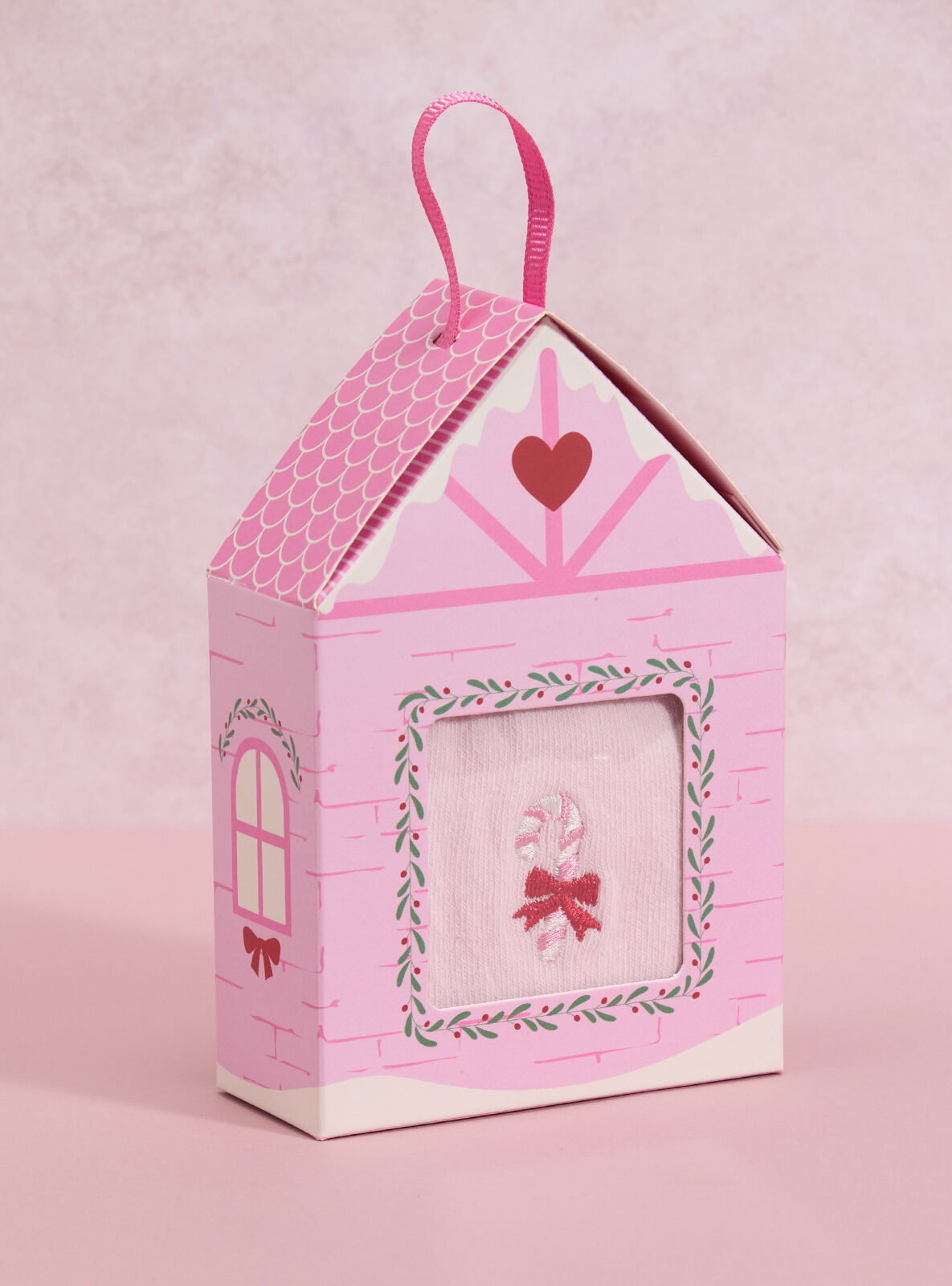 Candy cane sock gift box - Powder Pink 3 Candy cane sock gift box - Powder Pink