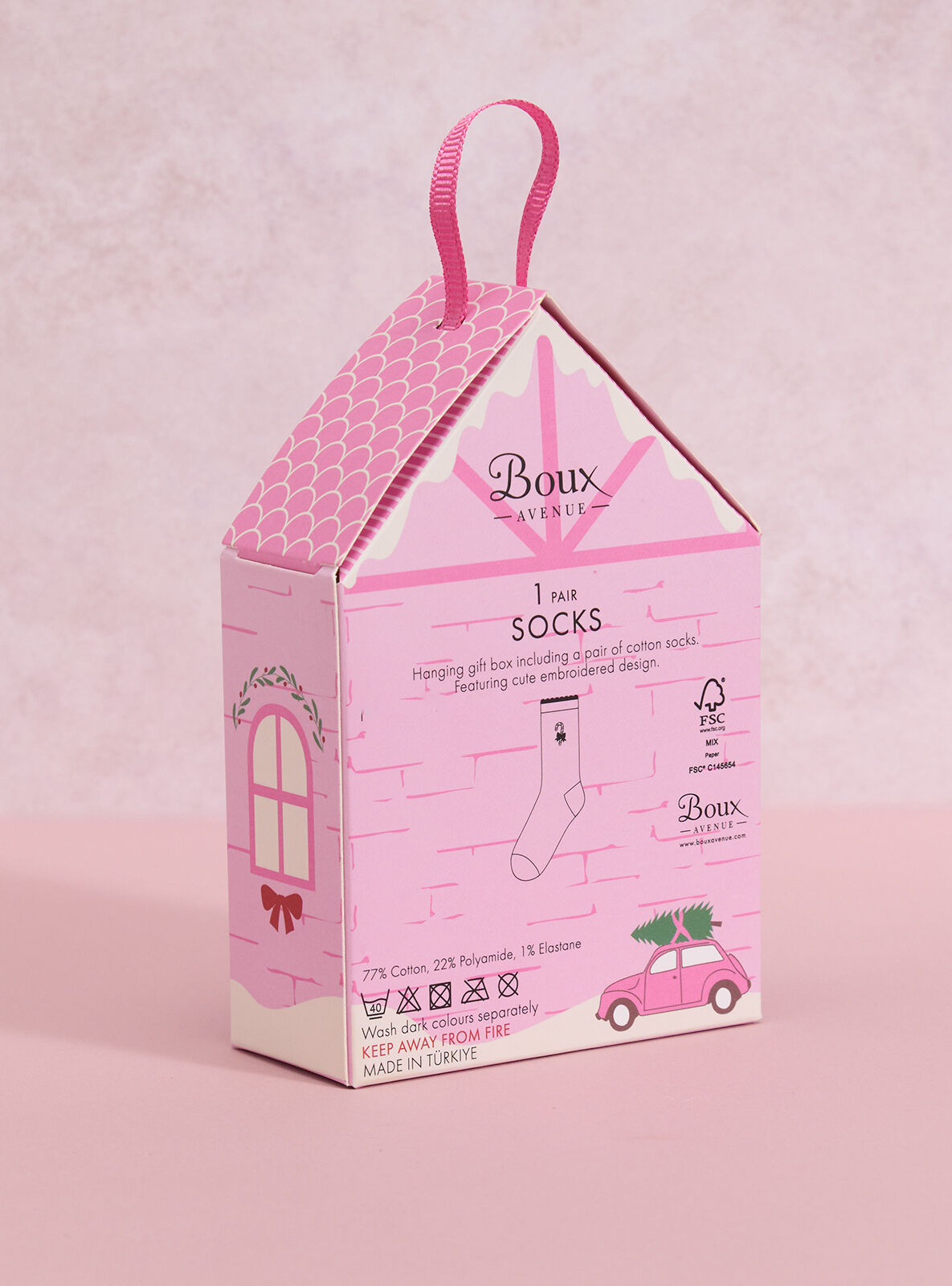 Candy cane sock gift box - Powder Pink 4 Candy cane sock gift box - Powder Pink