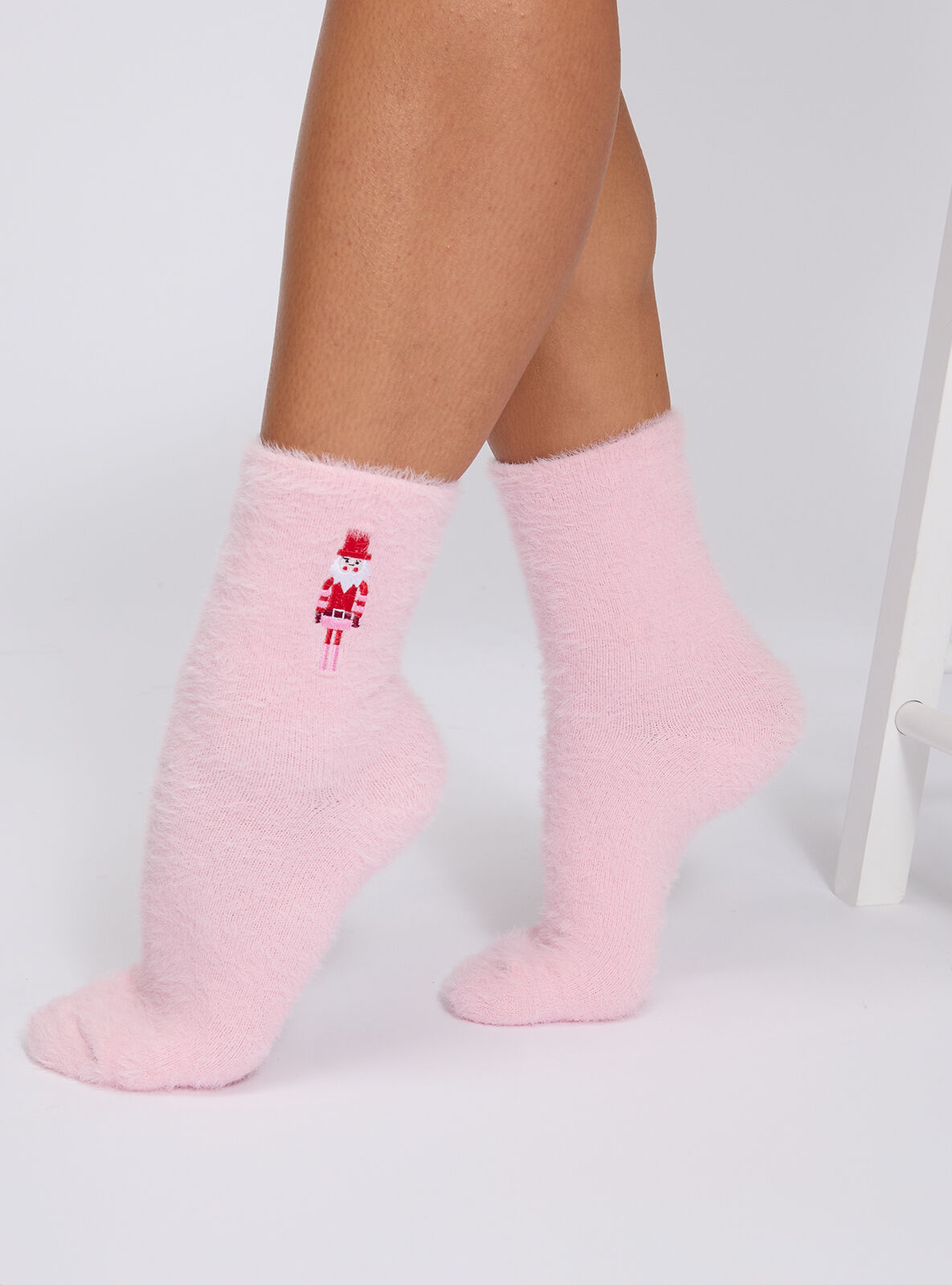 Nutcracker fluffy ankle socks - Pink Mix