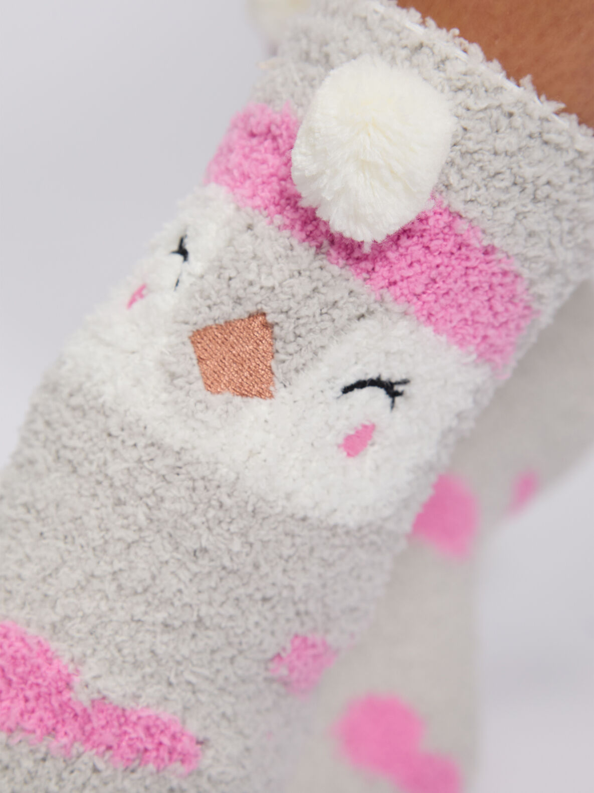 Penguin fluffy ankle socks - Grey Mix