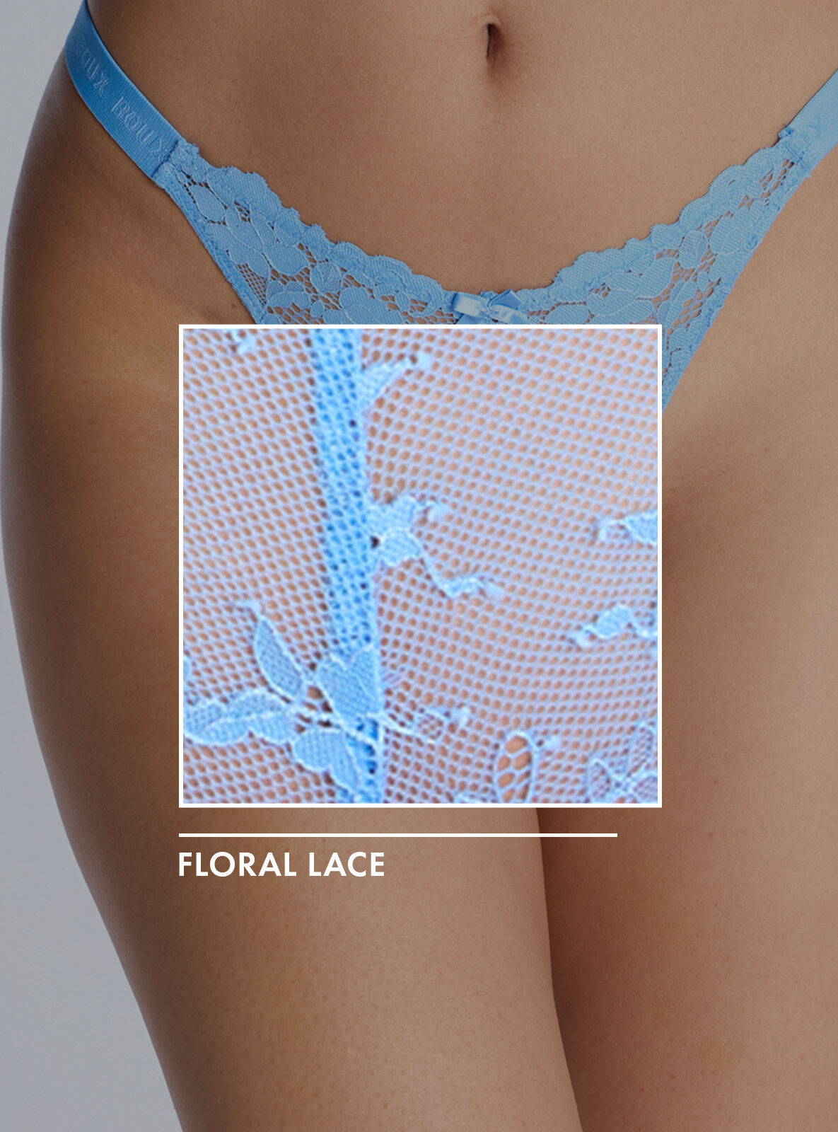 Fran lace high leg thong - Cornflower