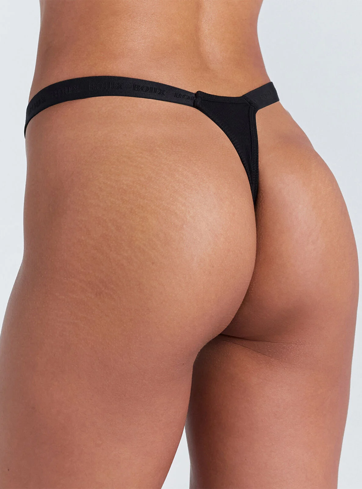 Amiee ribbed high leg thong - Black