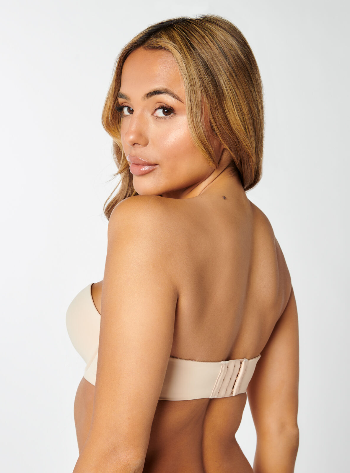 Strapless plunge push up bra - Nude