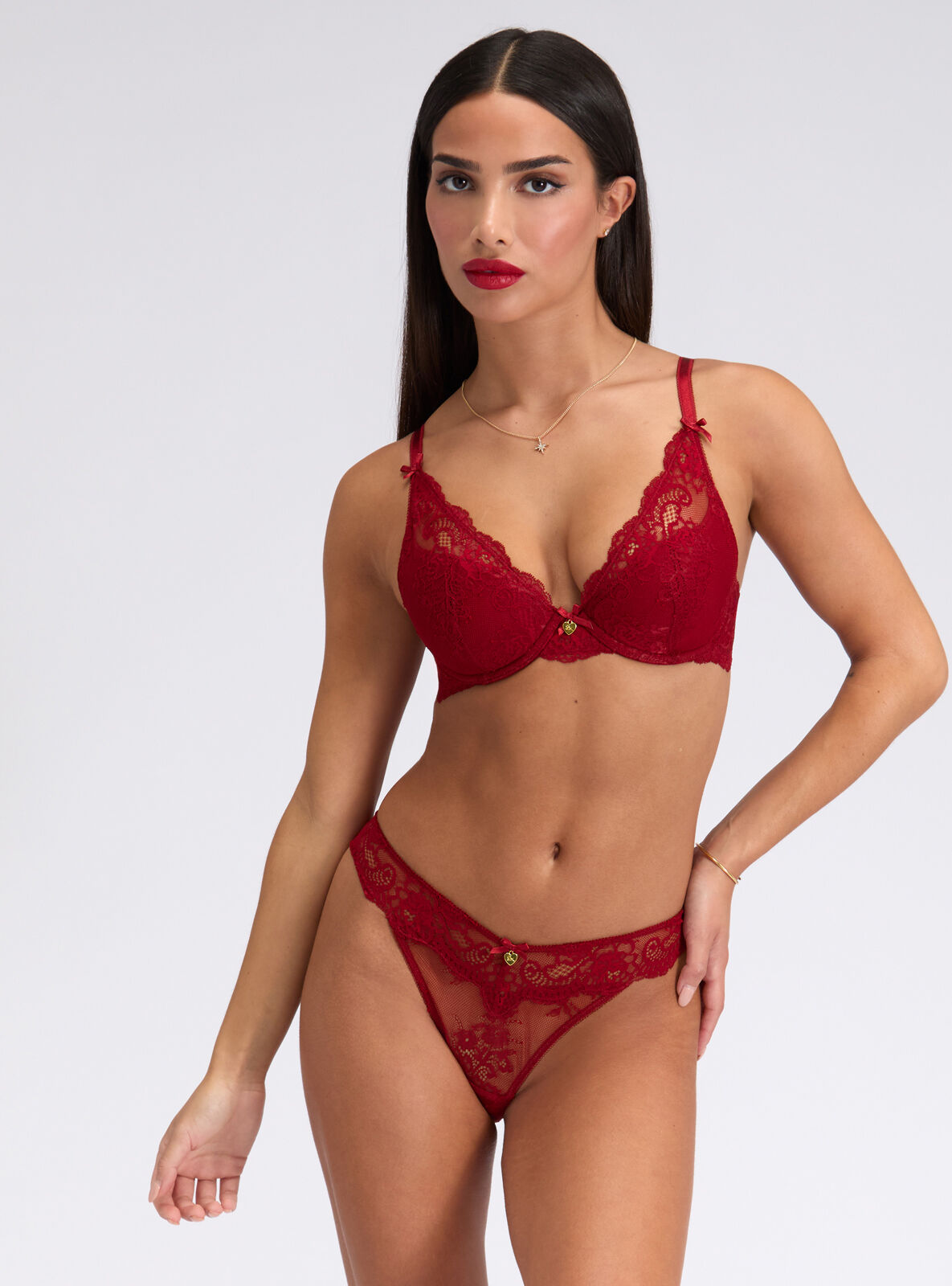 Amber lace briefs - Red