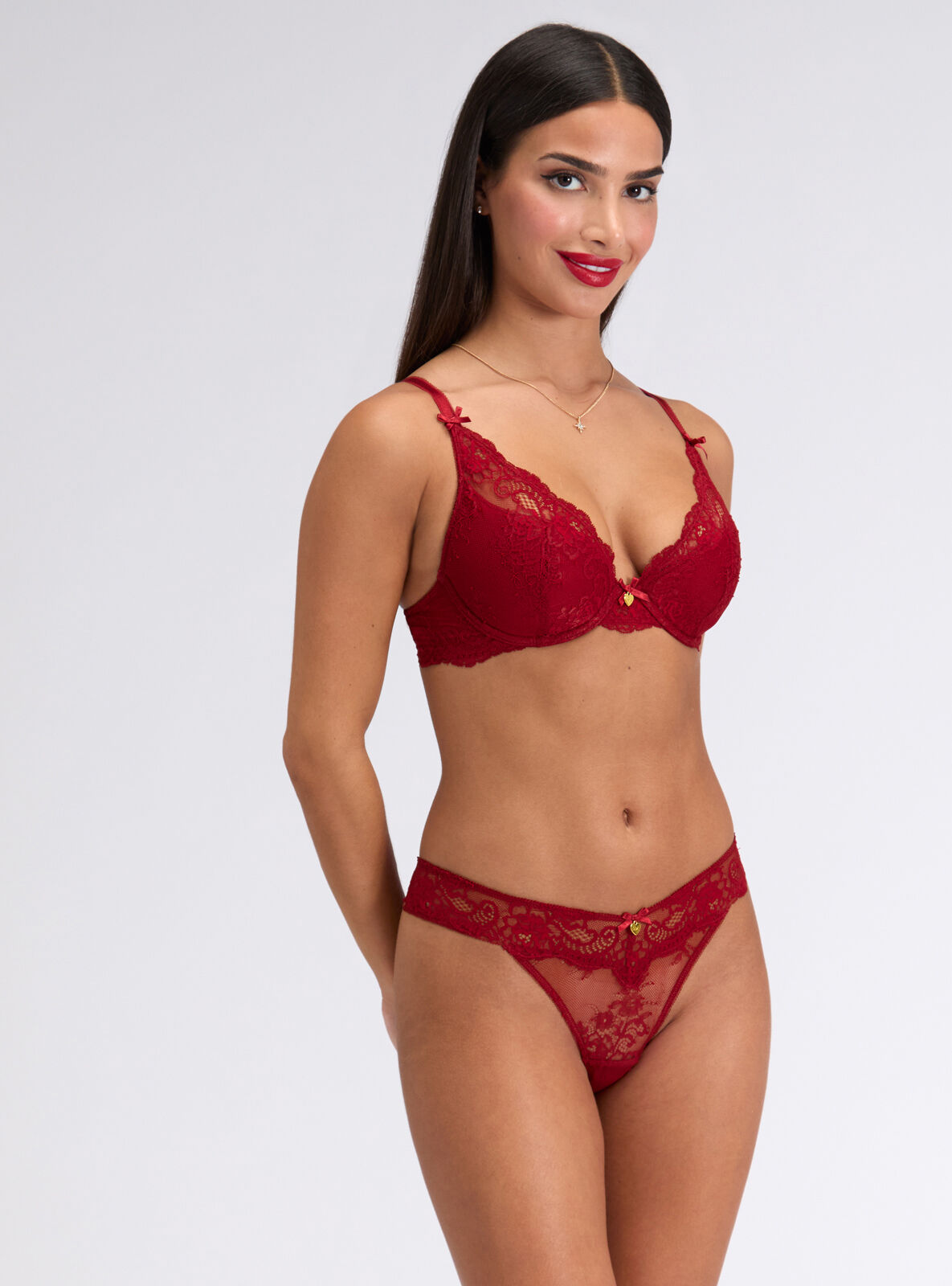 Amber lace briefs - Red